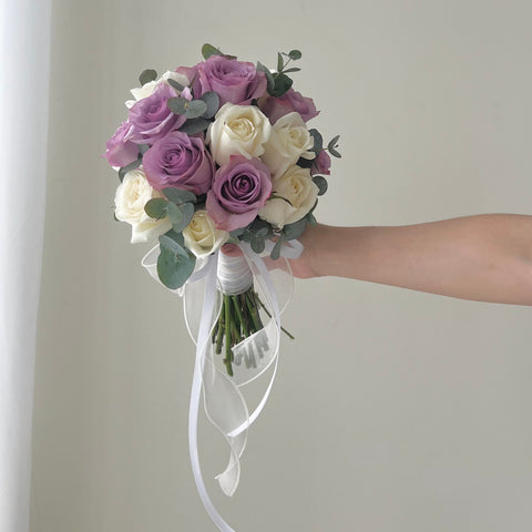 Bridal Bouquet Purple White Rose