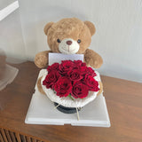 Fresh Rose In Box With Bear