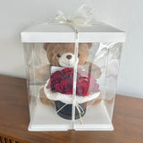 Fresh Rose In Box With Bear