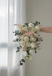 Bridal Bouquet Pastel Pink White in Cascade Style